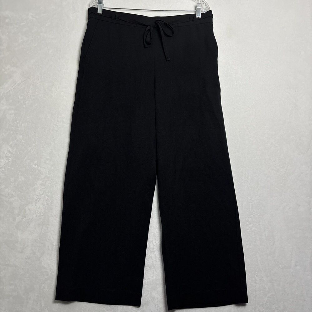 Talbots Women's Wide Leg Lyocell Linen Blend Pull On Pants Size XS Black NWOT